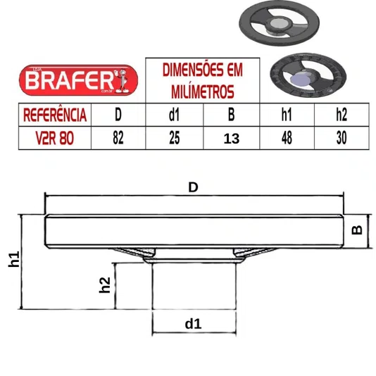 Volante 80mm 2 Raios Cubo Zamak V2r 80