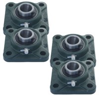 4 Mancal Quadrado Flange + Rolamento Ucf207 Eixo 35mm