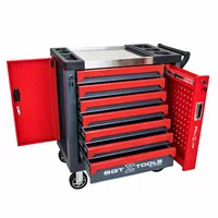 Carrinho de Ferramentas 7 Gavetas com 125 Peças Vermelho Eva