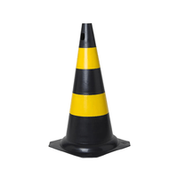 Cone Sinalização Pvc 50cm Preto e Amarelo Plastcor