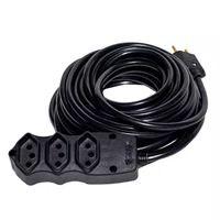 Extensão Elétrica 15 Metros 3 Saídas Cabo Pp Preto