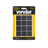 Feltro Adesivo Quadrado 30mm Preto Cartela com 12 Un