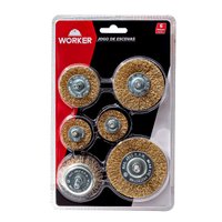 Jogo de Escova de Aço Copo e Circular 6 Escovas Worker