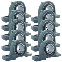 Kit 10 Mancal Pedestal + Rolamento Ucp204 Ucp 204 Eixo 20mm