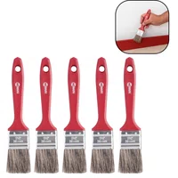 Kit 5 Trincha Pincel Gris 1.1/2 Polegadas Cabo Plástico