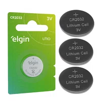 Kit Pilha Bateria Cr2032 3v Lithium Elgin - 3 Unidades