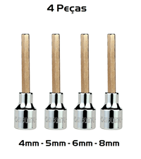 Soquete Bit Hexagonal Allen Longo de 4mm, 5mm, 6mm e 8mm