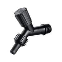 Torneira Plástica para Jardim Preta Rosca 1/2 com Adaptador 3/4 Herc