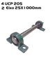 4 Mancal Pedestal + Rolamento Ucp205 + 2 Eixos 25 X 1000
