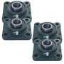 4 Mancal Quadrado Flange + Rolamento Ucf207 Eixo 35mm