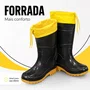 Bota Pvc Cano Longo Forrada Preta Amarela Chuva Lama