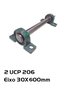 Kit 2 Mancal Pedestal + Rolamento UCP206 + 1 Eixo 30 x 600