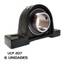 Kit 6 Mancal Pedestal com Rolamento Ucp207 Ucp 207 Eixo 35mm
