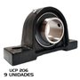 Kit 9 Mancal Pedestal com Rolamento Ucp206 Ucp 206 Eixo 30mm