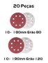 Kit Disco de Lixa 180mm Grão 80 e 120 para Lixadeira LPV 750 com 10 Peças Cada Grão - Vonder