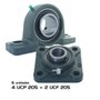 Mancal + Rolamento 4 Ucp205 + 2 Ucf205 Para Eixo 25mm