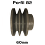Polia Ferro Fundido 60mm C/ 2 Canais Perfil B 60b2