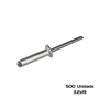 Rebite Repuxo 3,2 X 19 Aluminio Natural 500 Unidade