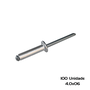 Rebite Repuxo 4,0 X 6 Aluminio Natural 100 Unidade