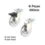 Rodizio Silicone Giratório Roda 100mm 2 c/ + 4 s/Trava 6 Und