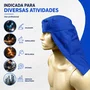 Touca Soldador Brim Azul Proteção Respingo Solda Cabeça Nuca